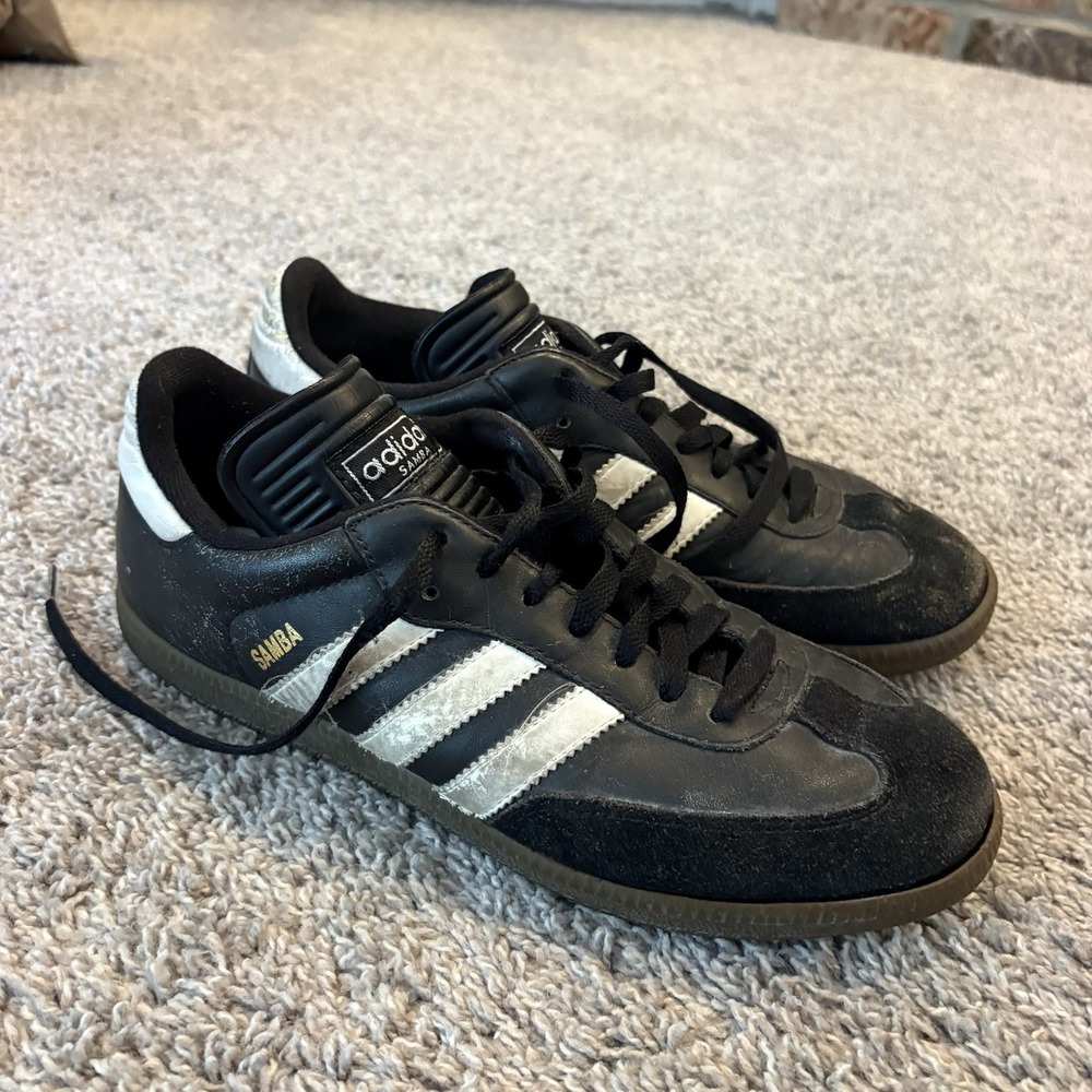 Adidas Samba Classic Black White Men's 9 | OG Leather Gum Indoor Soccer **READ*